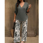 ✨🛍️Fresh Drop -  Matching Set with V-Neck Top – Vibrant Print & Relaxed Fit for Any Casual Occasion