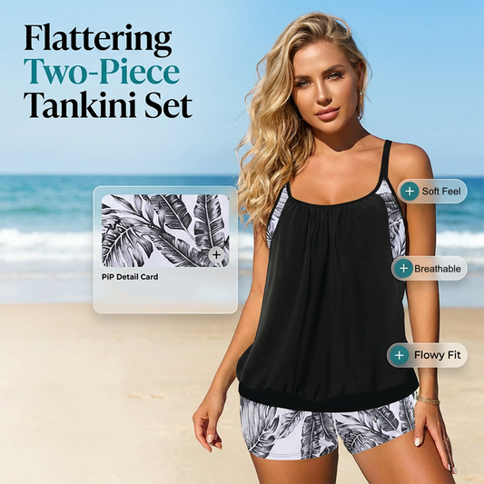 ⏰ HALF-PRICE OFFER! 👙 Women’s Tankini with Blouson Top & Shorts – Comfortable & Modern for Beach & Pool ☀️
