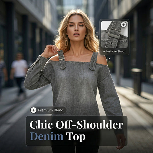 ✨Shop the Trend - Wide-Strap Casual Denim Top – Versatile & Fashion-Forward