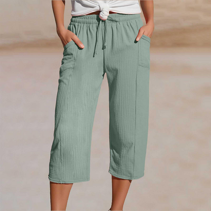 Trending Now⭐💃 Versatile Cropped Pants with Drawstring & Pockets – Flattering Drape in 5 Classic Colors