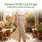 Women's Casual Solid-Color Loose-Fitting Pants – High-Waisted Wide Leg & Crinkle Texture – Comfy Lounge Trousers ✨