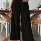 Women's Casual Solid-Color Loose-Fitting Pants – High-Waisted Wide Leg & Crinkle Texture – Comfy Lounge Trousers ✨