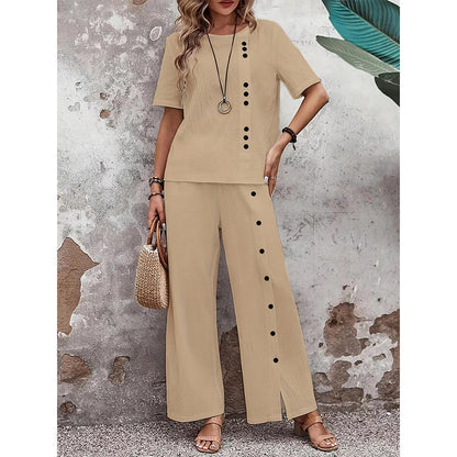 🔥🔥New arrivals-Women's Casual Top & Wide-Leg Pants 2-Piece Set