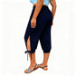 👖🌿 Relaxed capri pants with an elastic waistband, side ties, and pockets