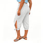 👖🌿 Relaxed capri pants with an elastic waistband, side ties, and pockets