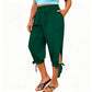 👖🌿 Relaxed capri pants with an elastic waistband, side ties, and pockets