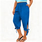 👖🌿 Relaxed capri pants with an elastic waistband, side ties, and pockets