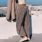 Women's Striped Wide-Leg Drawstring Pants
