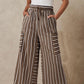 Women's Striped Wide-Leg Drawstring Pants