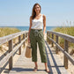 Women's Casual Capri Pants with Side Buttons