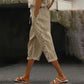 Women's Casual Capri Pants with Side Buttons