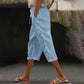 Women's Casual Capri Pants with Side Buttons