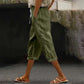 Women's Casual Capri Pants with Side Buttons