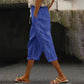 Women's Casual Capri Pants with Side Buttons