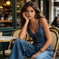 👖💥Women's Denim Jumpsuit – Sleeveless, V-Neck, Wide-Leg 💫