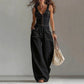 👖💥Women's Denim Jumpsuit – Sleeveless, V-Neck, Wide-Leg 💫