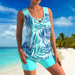 🩱🏊‍♀️ Athletic Two-Piece Swimsuit – Criss-Cross Neckline, Quick-Dry & Inclusive Sizing – Modest Tank Top + Sporty Boy Shorts 🌊