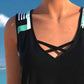 🩱🏊‍♀️ Athletic Two-Piece Swimsuit – Criss-Cross Neckline, Quick-Dry & Inclusive Sizing – Modest Tank Top + Sporty Boy Shorts 🌊