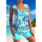 🩱🏊‍♀️ Athletic Two-Piece Swimsuit – Criss-Cross Neckline, Quick-Dry & Inclusive Sizing – Modest Tank Top + Sporty Boy Shorts 🌊