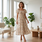 ✨Square Neck Floral Midi Dress – Smocked Bodice, Flowy Tiered Skirt, Romantic 🌸