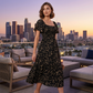 ✨Square Neck Floral Midi Dress – Smocked Bodice, Flowy Tiered Skirt, Romantic 🌸