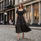✨Square Neck Floral Midi Dress – Smocked Bodice, Flowy Tiered Skirt, Romantic 🌸