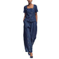 👚👖 Stylish set with an asymmetrical square neckline and wide legs
