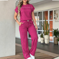 🔥Women's Casual Short Sleeve Top & Wide Leg Pants Set