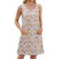 👗🌸 Floral sleeveless V-neck dress with pockets