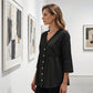 Women's V-Neck Lace Trim Button-Down Blouse