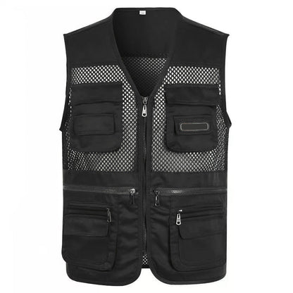Men's V-Neck Multi-Pocket Mesh Vest