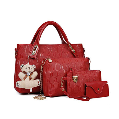 ✨Women's Versatile 4-Piece Handbag Set🎁Free Teddy Bear Keychain