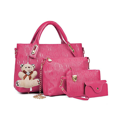 ✨Women's Versatile 4-Piece Handbag Set🎁Free Teddy Bear Keychain