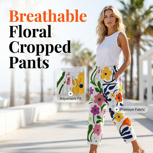👖🌸Women's Casual Floral Print Cropped Pants