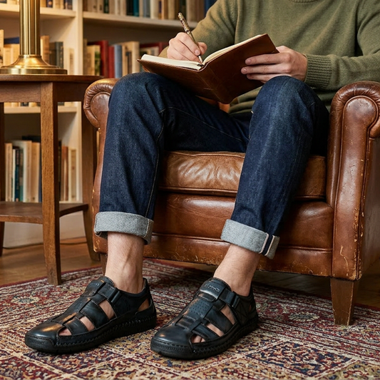⏳Time-Limited Special⏰Men's Closed-Toe Beach Sandals – Breathable, Cushioned, Hook-and-Loop 🌊