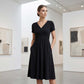 Women's V-Neck Cross-Front Pleated Dress