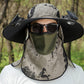 Wide-Brim Sun Hat with Solar-Powered Rechargeable Fan & Detachable Face Shield