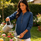Women's V-Neck Loose Denim Shirt
