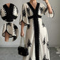👗💥 Women's Elegant V-Neck Print Maxi Dress – Flutter Sleeves, Ethnic Print, Side Slits ✨