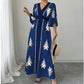 👗💥 Women's Elegant V-Neck Print Maxi Dress – Flutter Sleeves, Ethnic Print, Side Slits ✨