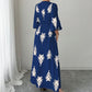👗💥 Women's Elegant V-Neck Print Maxi Dress – Flutter Sleeves, Ethnic Print, Side Slits ✨