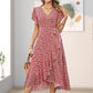Women’s Summer Elegant V Neck Tie Waist Flowy Floral Dress