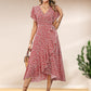 Women’s Summer Elegant V Neck Tie Waist Flowy Floral Dress