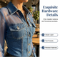 ✨🛍️Fresh Drop - Tailored Waist Denim Top with Sheer Panels – Versatile Work-to-Weekend Style in Classic Blue 🍃
