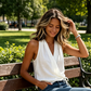 Women's Casual V-Neck Sleeveless Wrap Top