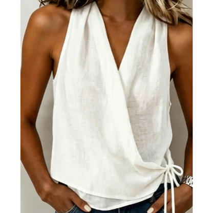 Women's Casual V-Neck Sleeveless Wrap Top