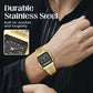 ⌚ Classic Dual Display Watch – Analog hands, digital screen, stainless steel band