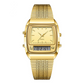 ⌚ Classic Dual Display Watch – Analog hands, digital screen, stainless steel band