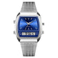 ⌚ Classic Dual Display Watch – Analog hands, digital screen, stainless steel band