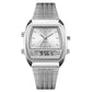⌚ Classic Dual Display Watch – Analog hands, digital screen, stainless steel band
